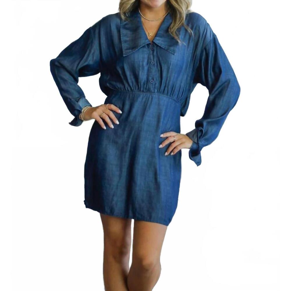 NEW BLUE BLUSH chambray mini dress in blue